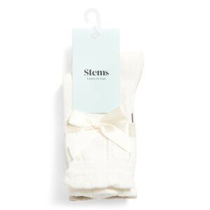 STEMS Cream/taupe 2pk Cashmere Blend Ruffle Edge Socks